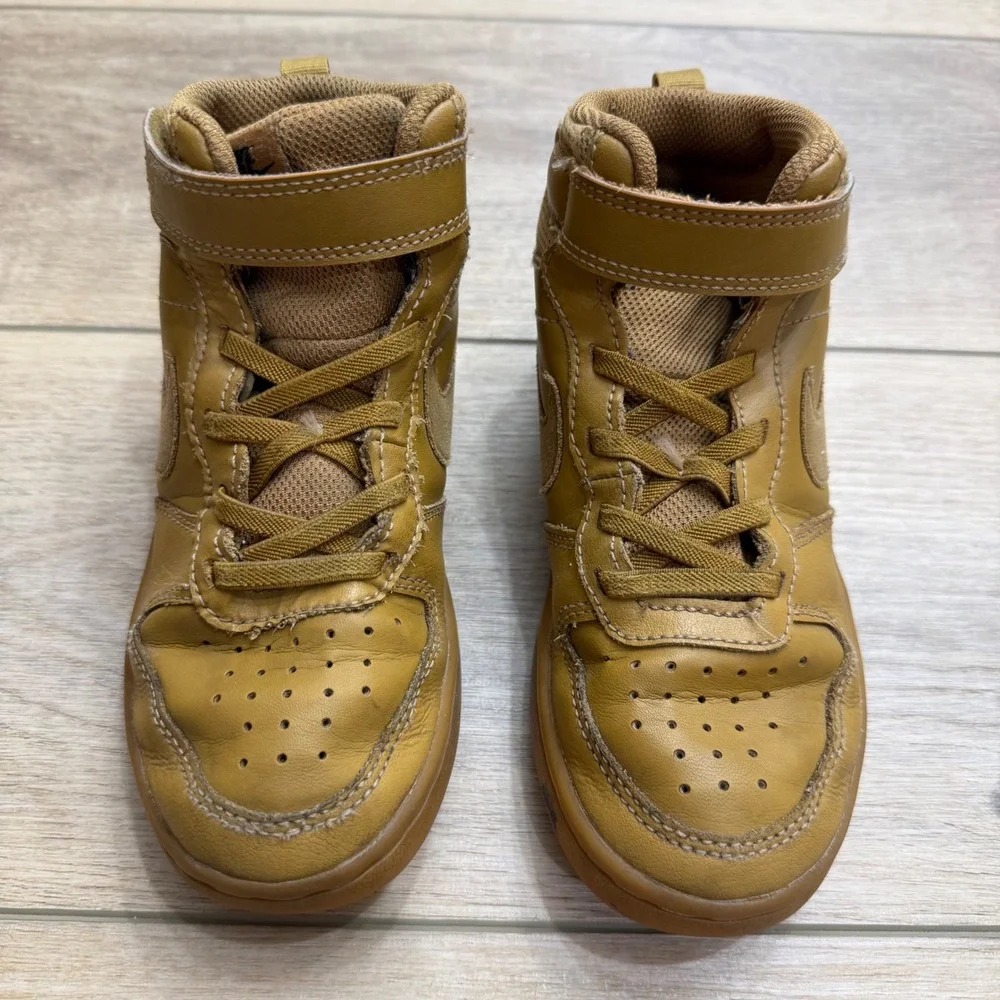 Nike Court Borough Mid 2 Wheat Gum Kids Sneakers CD7783-701 Size 13C